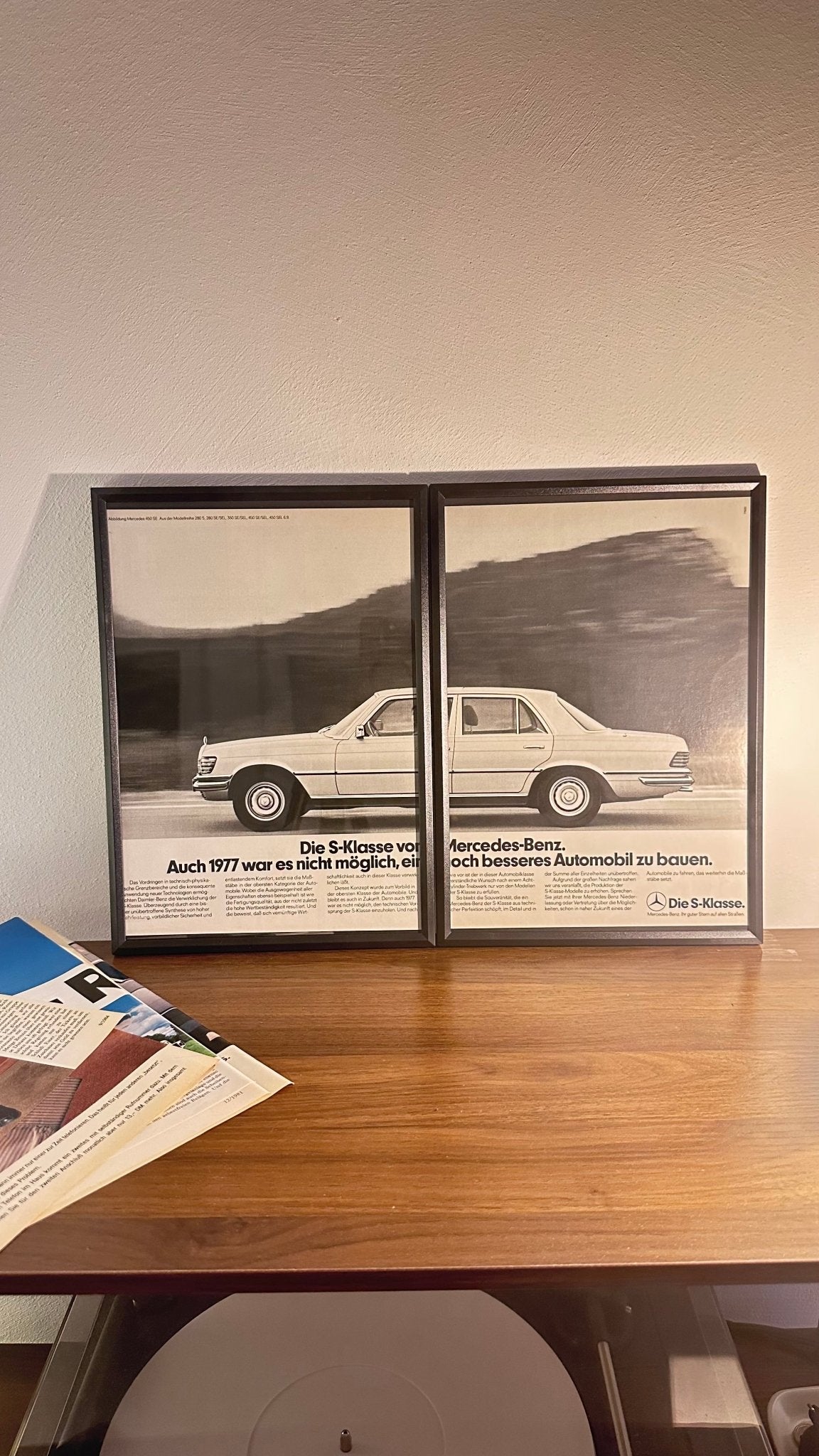 Originale Mercedes Benz W116 Werbung 1970er